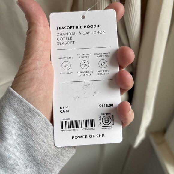 New Athleta Seasoft Rib Hoodie Cream Ivory Medium - Picture 4 of 8